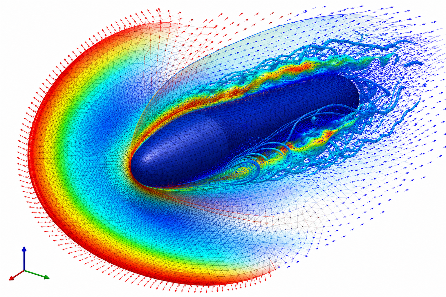 Computational visualization of hypervelocity flow around a body